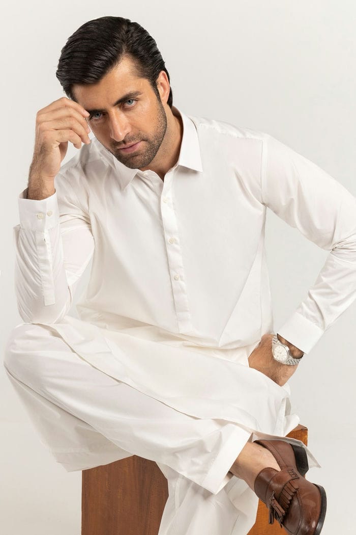 Off White Unstitched Fabric With Gift Box X-Series - Exclusive Collection Opal