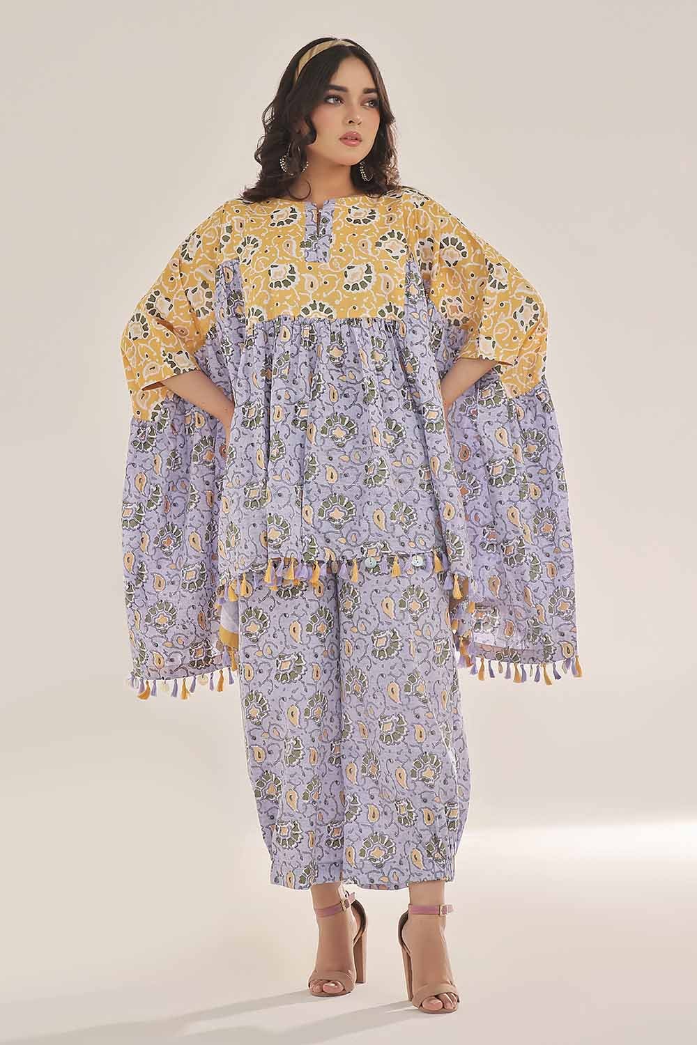 Unstitched Gold Printed Lawn Shirt SL-42035 A