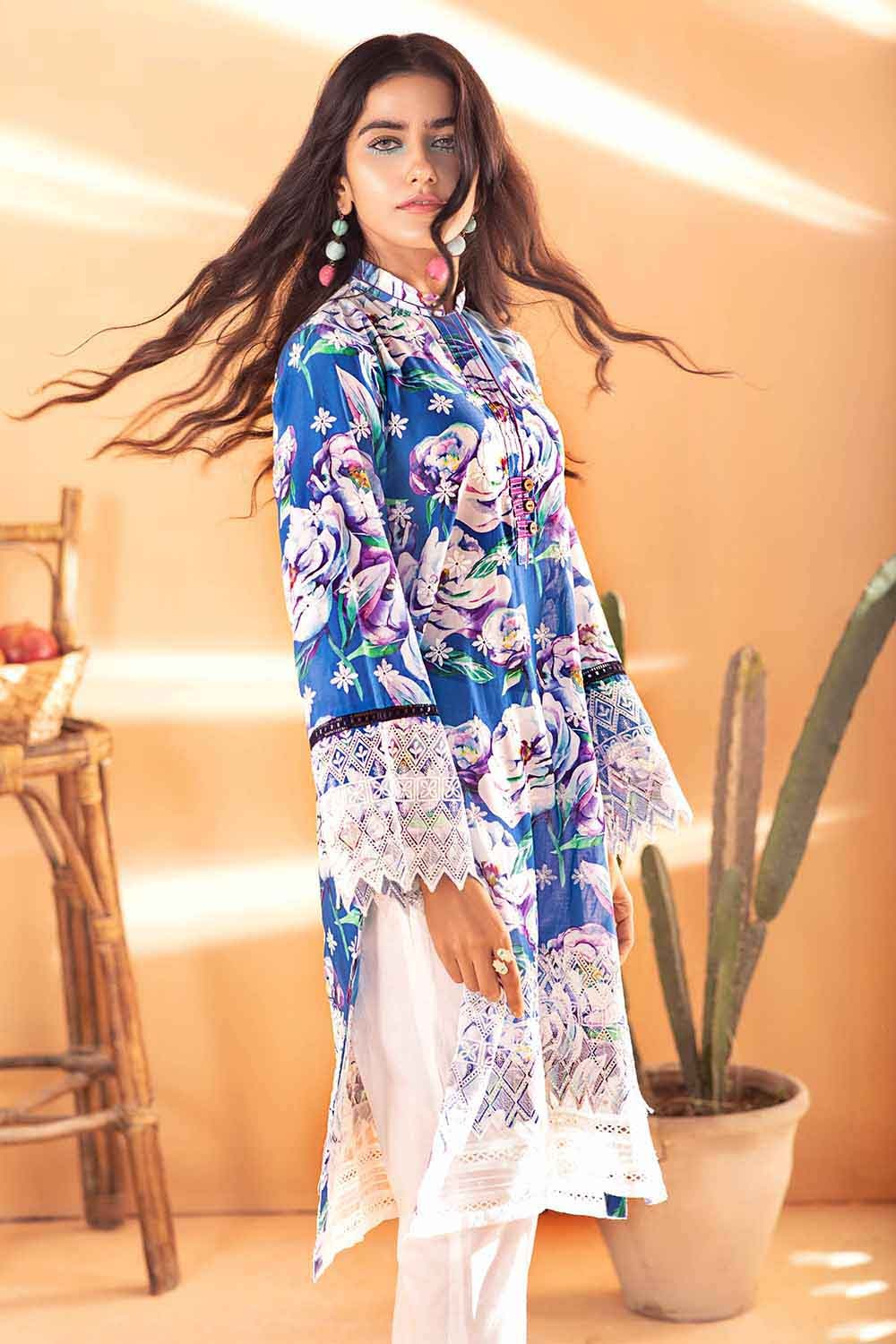2 Piece Schiffli Embroidered Unstitched Digital Printed Suit TL-12007