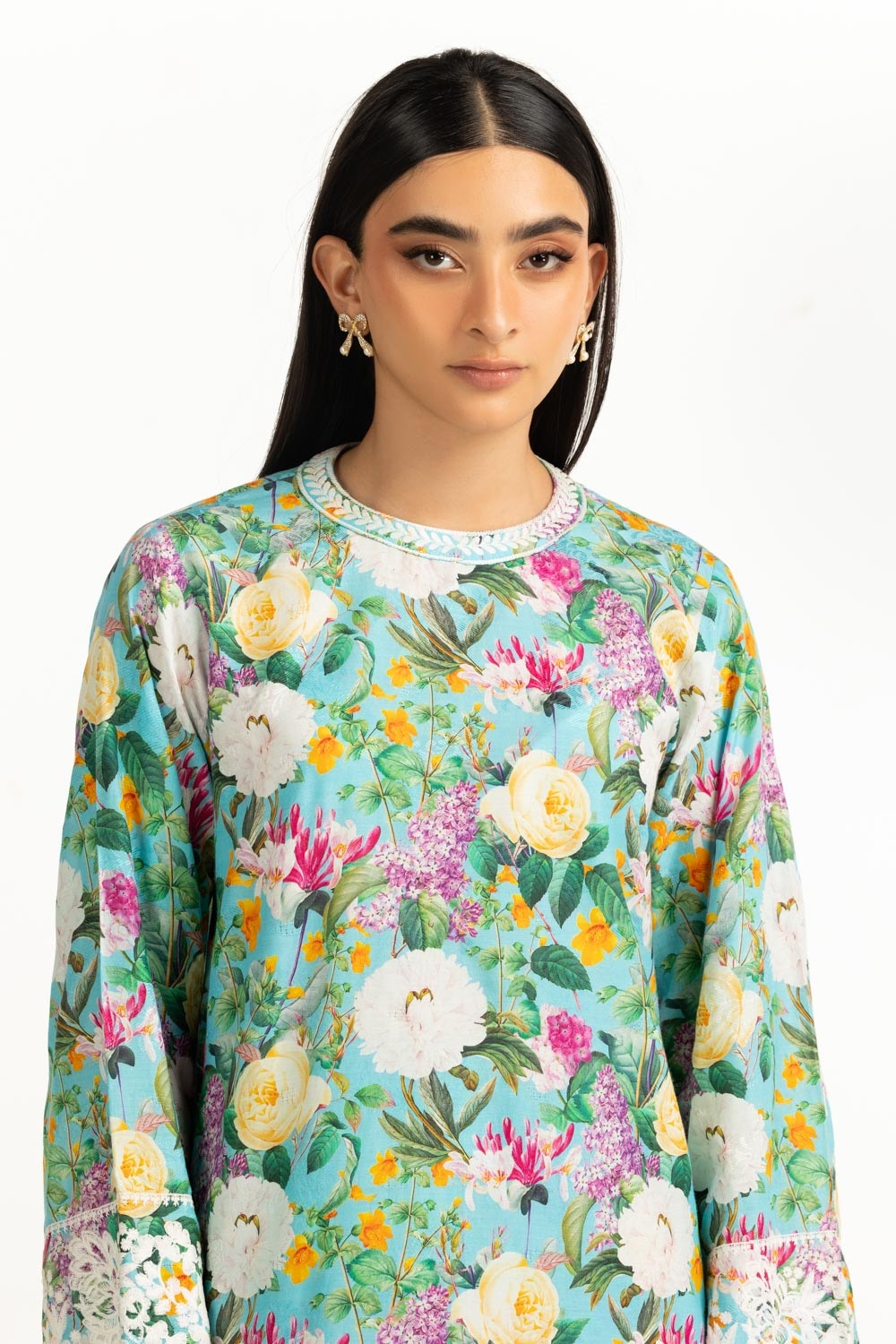 Viscose Jacquard Printed Co-Ord Set With Embroidered IPST-44580