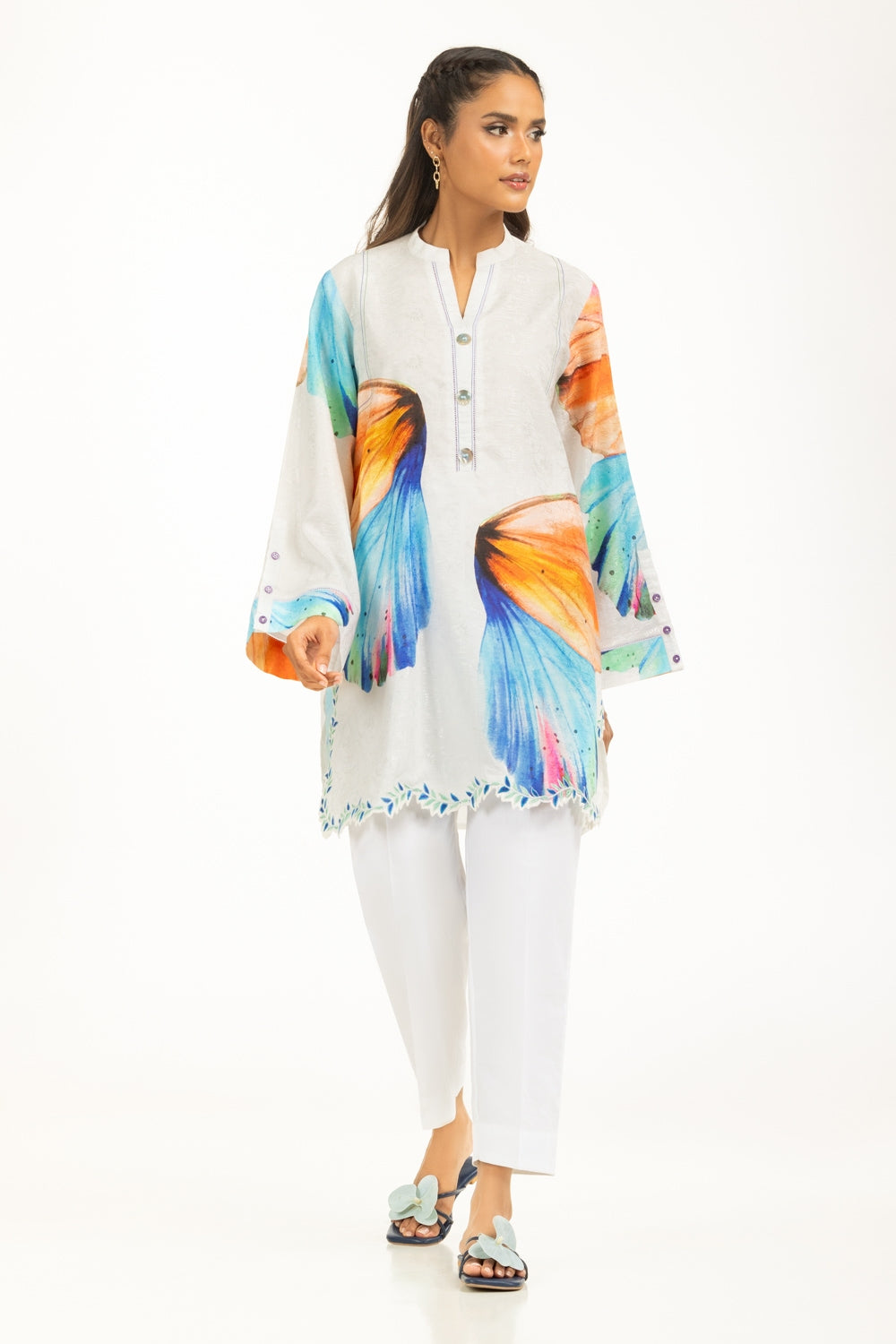 Viscose Jacquard Printed Shirt With Embroidered IPS-44579