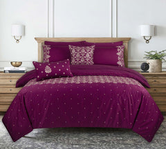 Vivid ViolaT-400 Embroidered Quilt Cover Set