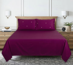 Vivid ViolaT-400 Embroidered Bed Sheet Set