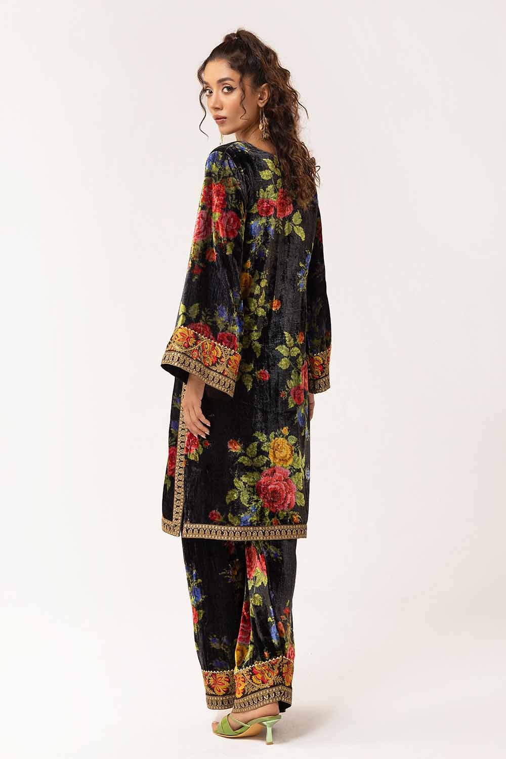 2 Piece Unstitched Embroidered Velvet Suit VLT-42002