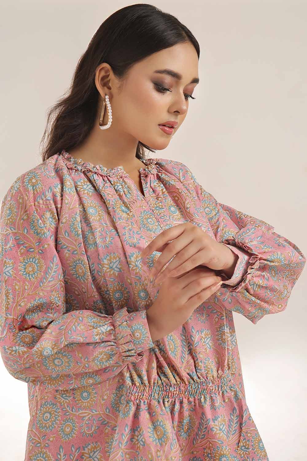 Unstitched Gold Printed Lawn Shirt SL-42034 A