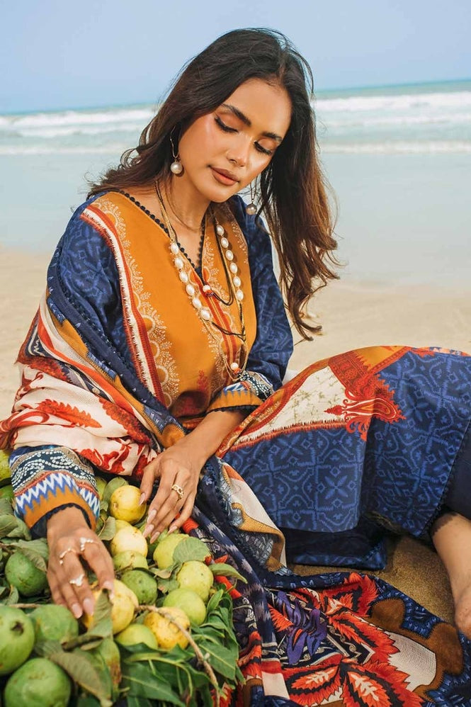 3 Piece Digital Printed Corduroy Unstitched Suit with Cotton Net Dupatta
