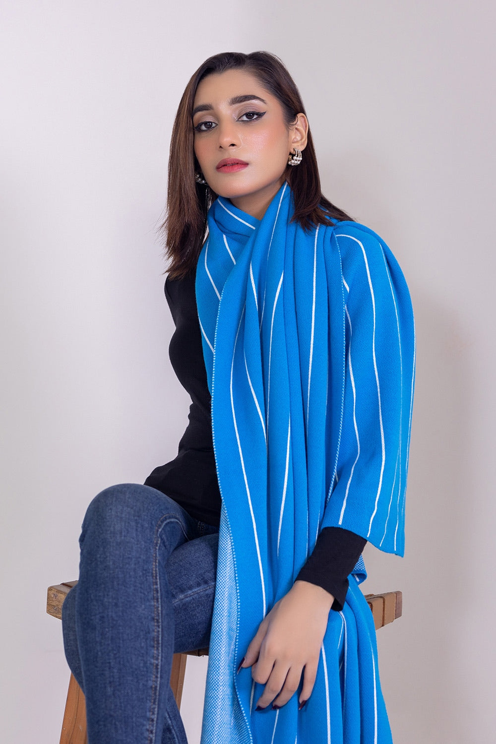 Striped Jacquard Shawl WG-SH-W22-125 A
