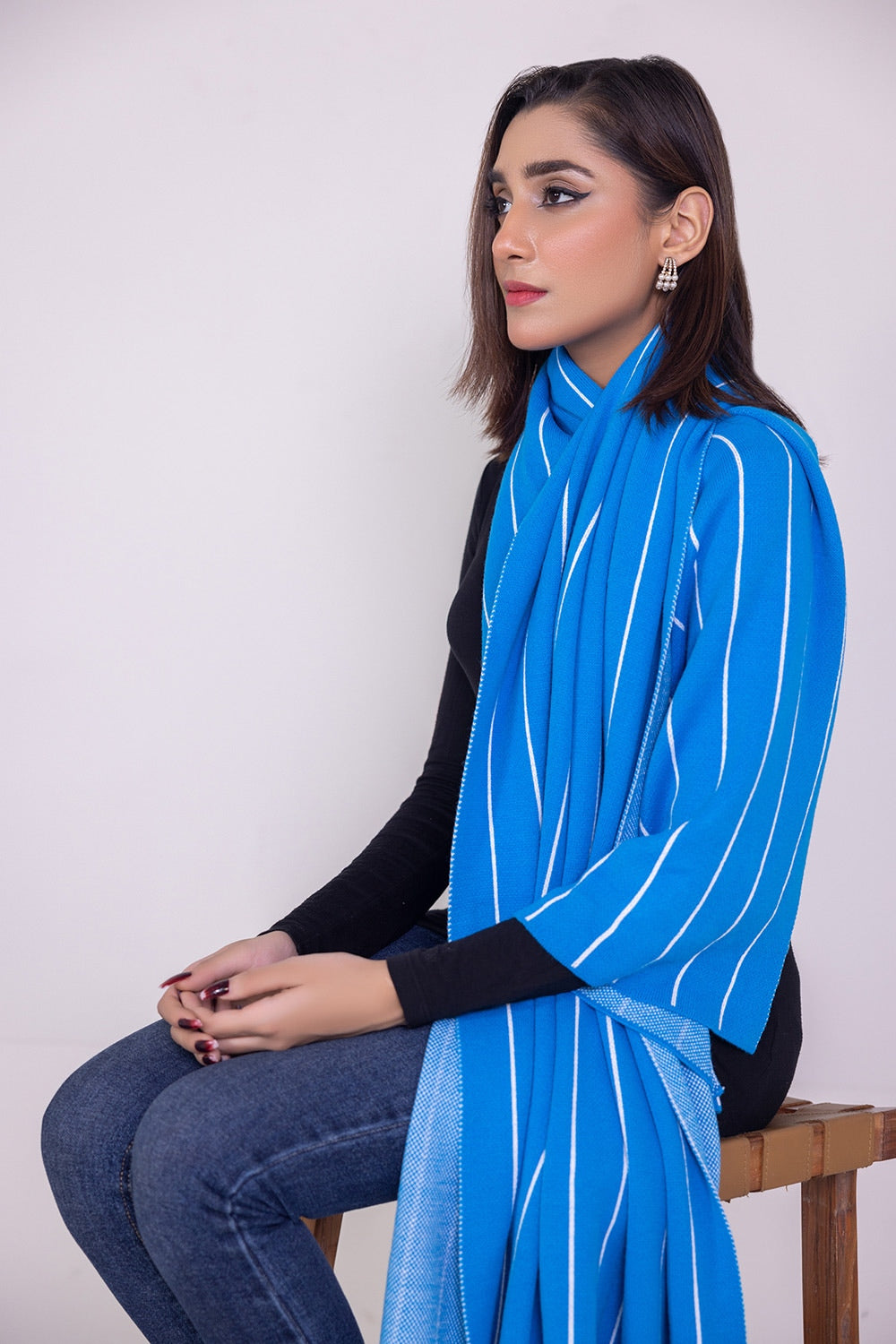 Striped Jacquard Shawl WG-SH-W22-125 A