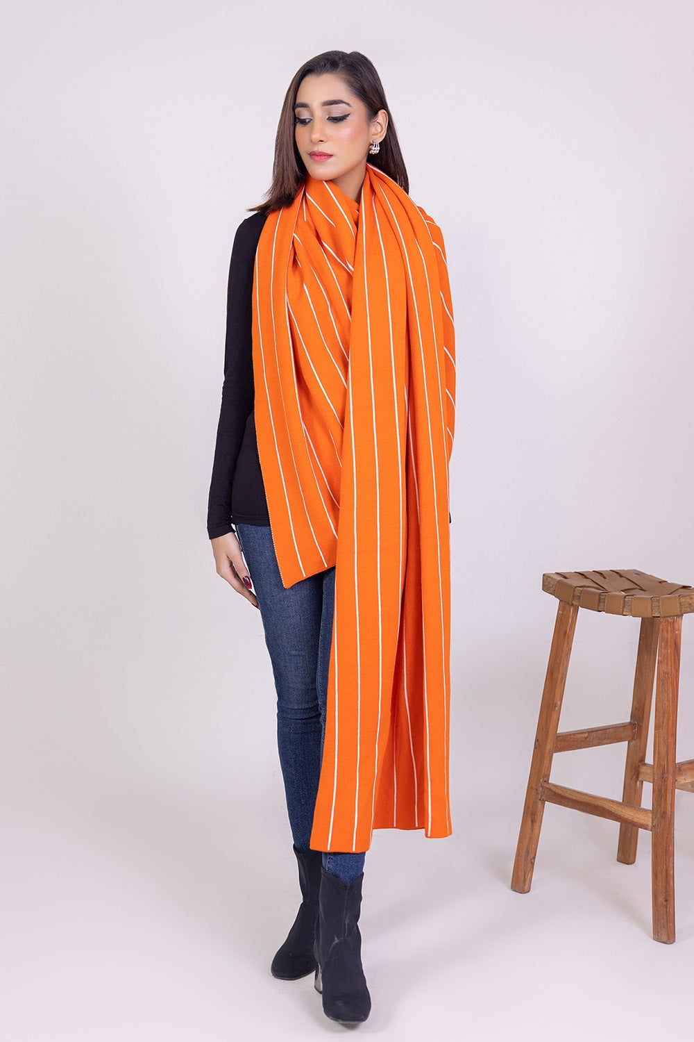 Striped Jacquard Shawl WG-SH-W22-125 B