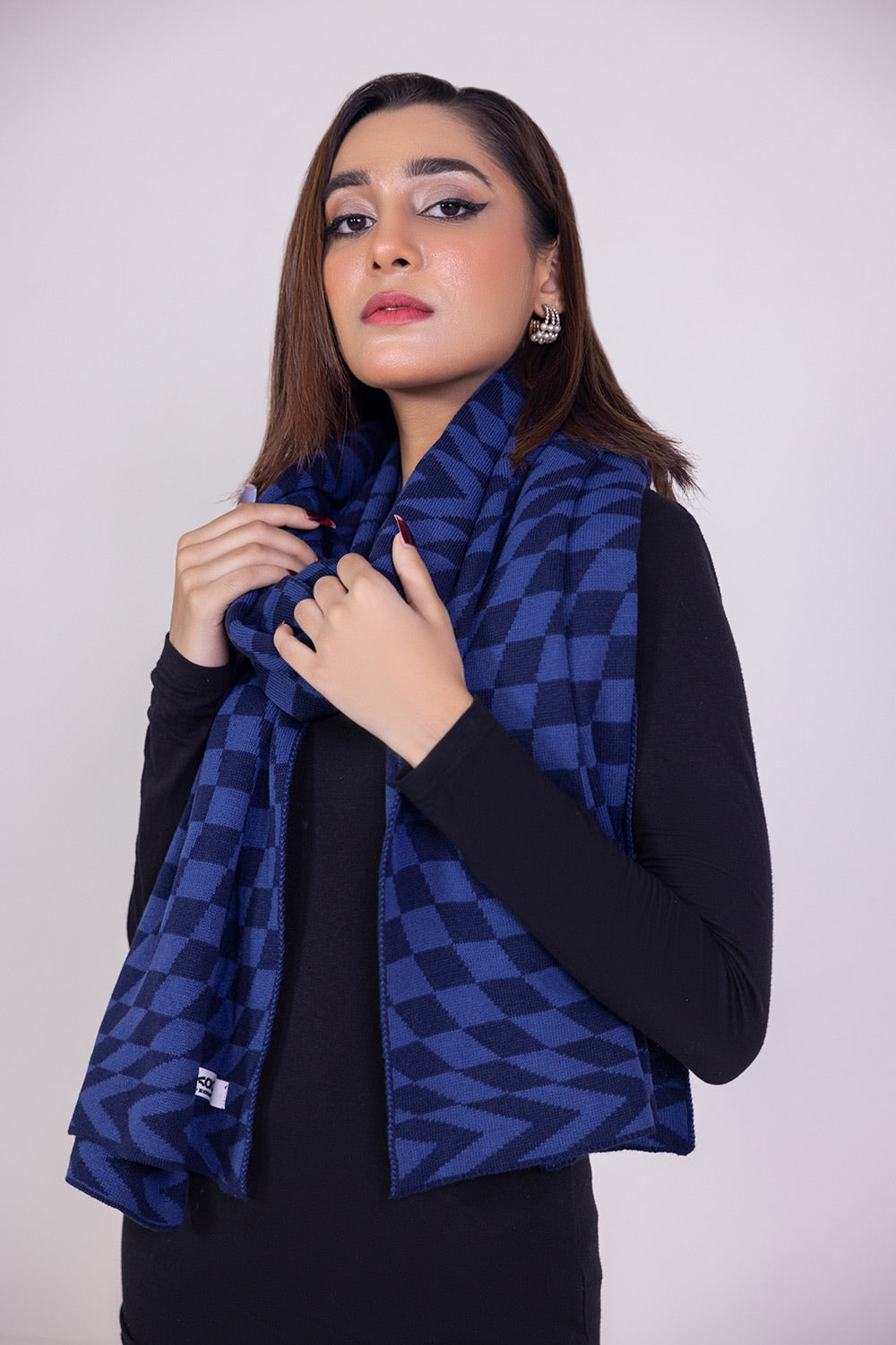 Checkered Knitted Shawl WG-SH-W22-129