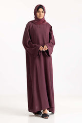 Nisa Georgette Dyed Abaya And Block Print Wool Chiffon Scarf WGB-KAB-22062