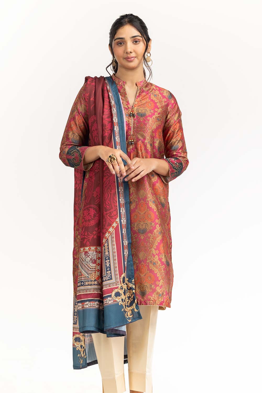 Printed Melody Printed Raw Silk Shirt And Khaddi Net Dupatta WGK-CHS-DP-2532