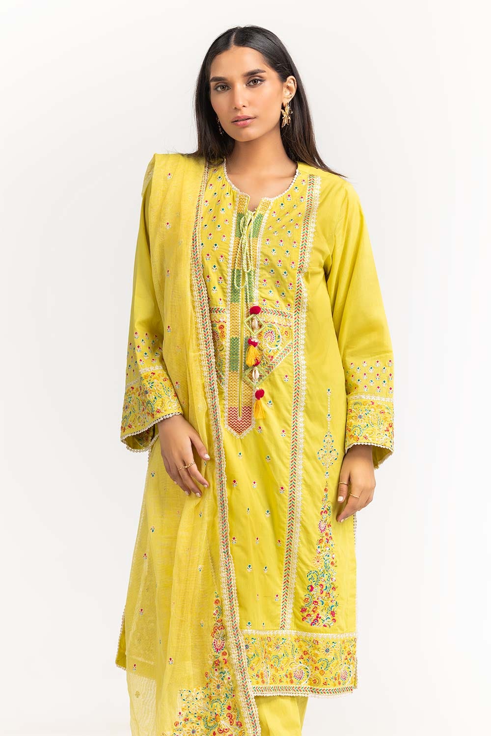 Cambric Dyed Embroidered Shirt And Trouser With Dupatta WGK-CMS-DE-2233