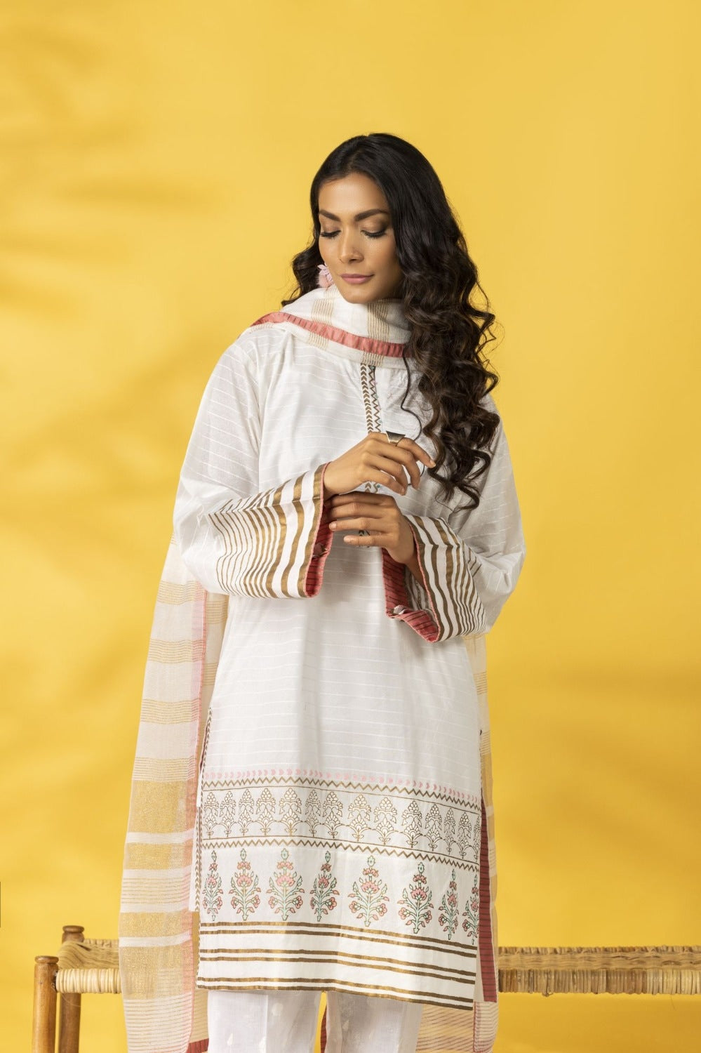 Ethnic Vibes Block Printed Shirt and Dupatta