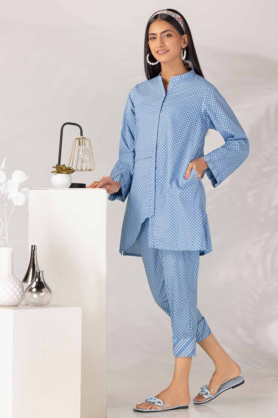 Matching Separates Block Print Shirt and Trouser