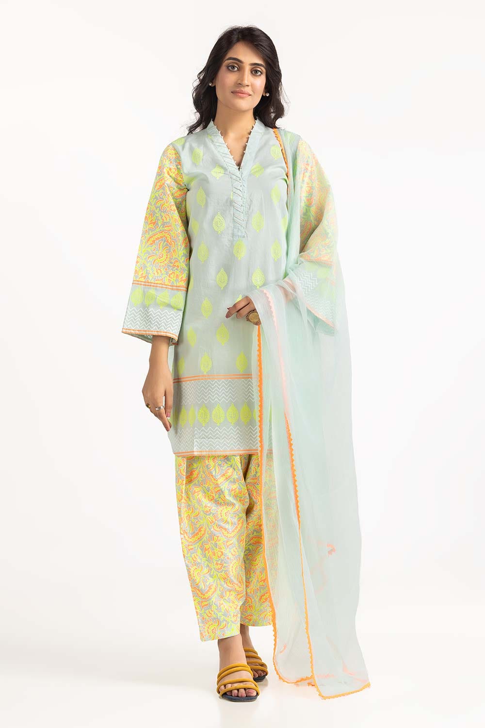 Rozana Lawn Block Printed Shirt And Trouser With Chiffon Dupatta WGK-CMS-SP-2172