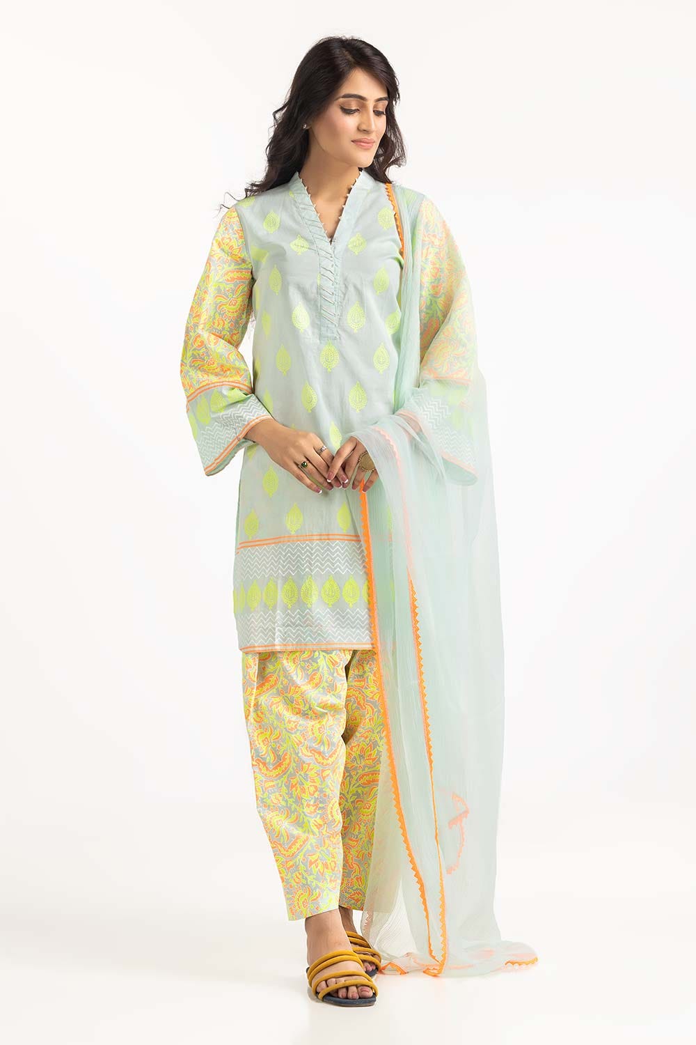 Rozana Lawn Block Printed Shirt And Trouser With Chiffon Dupatta WGK-CMS-SP-2172