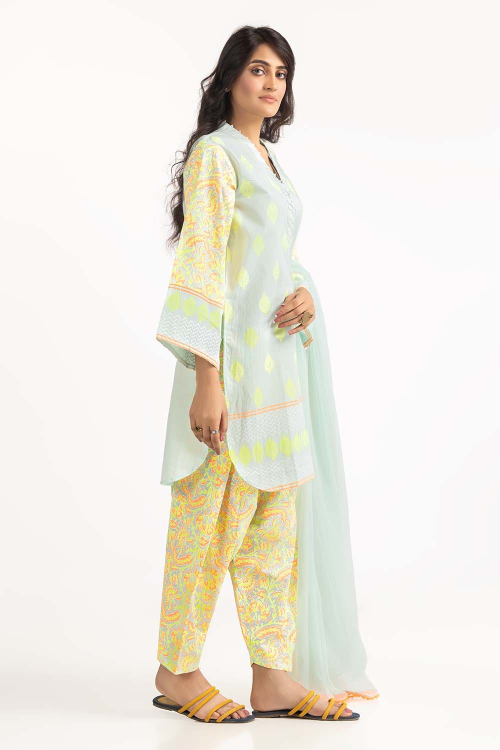 Rozana Lawn Block Printed Shirt And Trouser With Chiffon Dupatta WGK-CMS-SP-2172