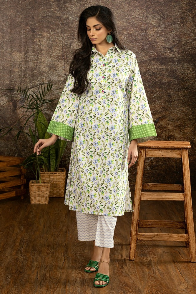 Corduroy Printed Shirt And Dyed Trouser