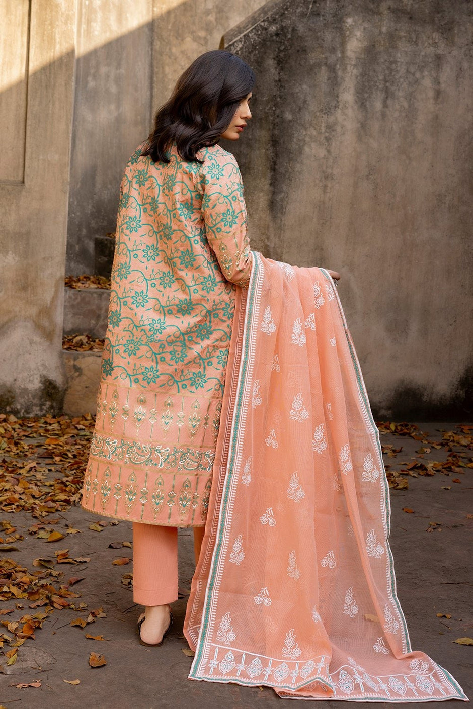 3 Piece Corduroy Block Printed Suit