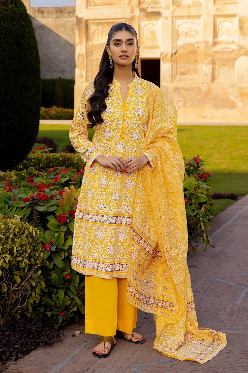 3 Piece Corduroy Block Printed Suit WGK-CRW-SP-2858s