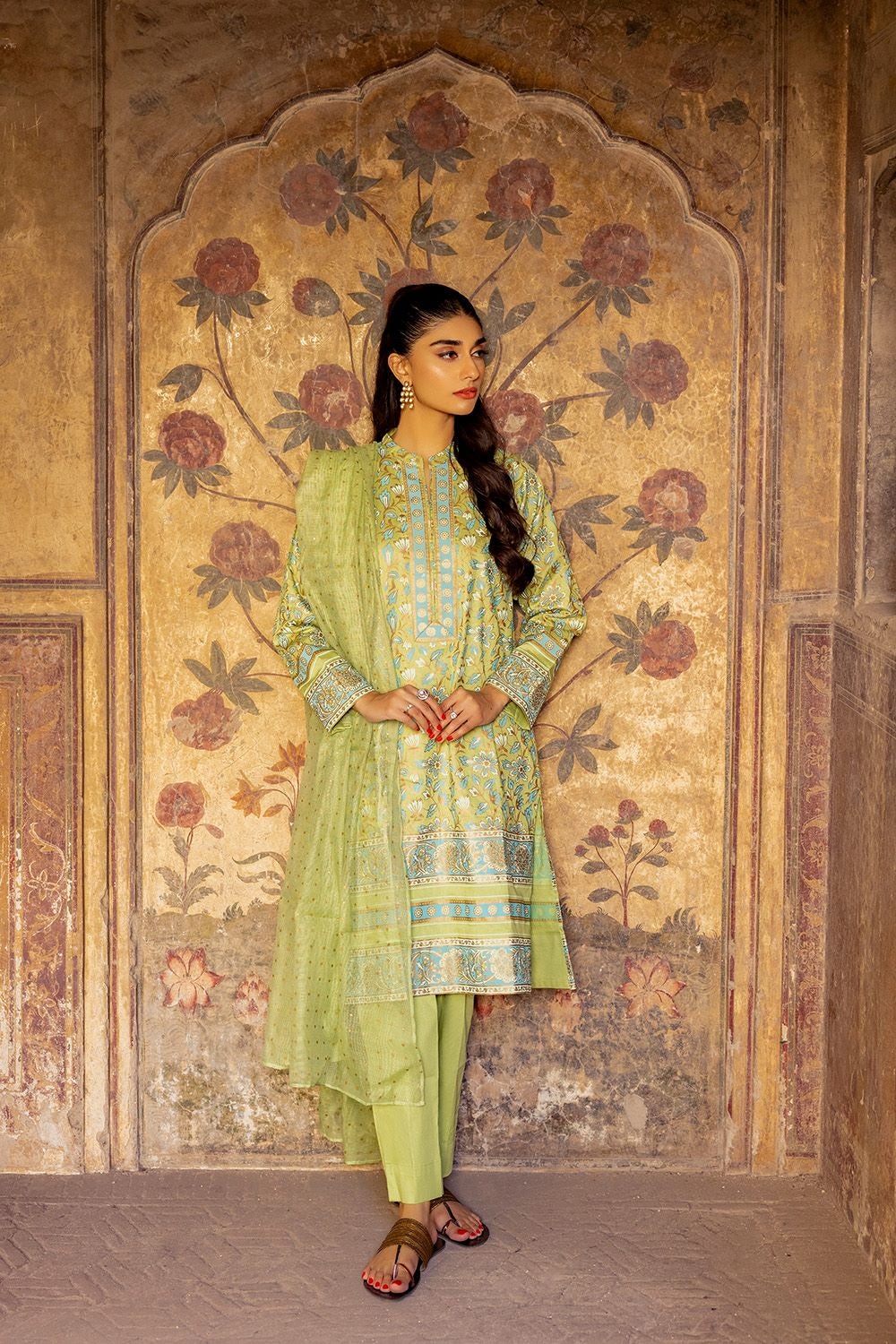 3 Piece Corduroy Block Printed Suit