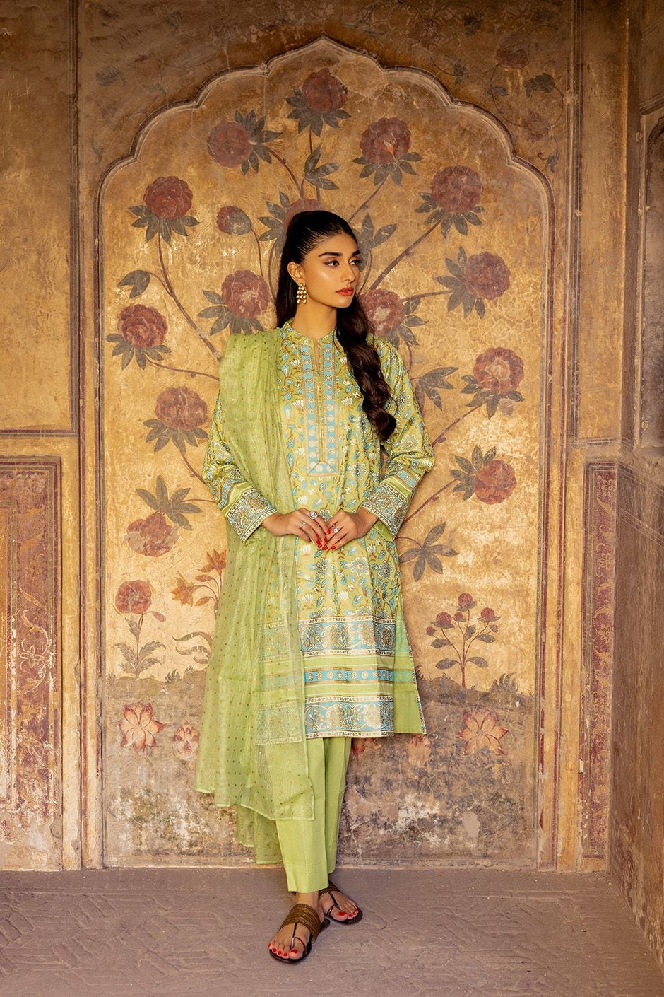 3 Piece Corduroy Block Printed Suit