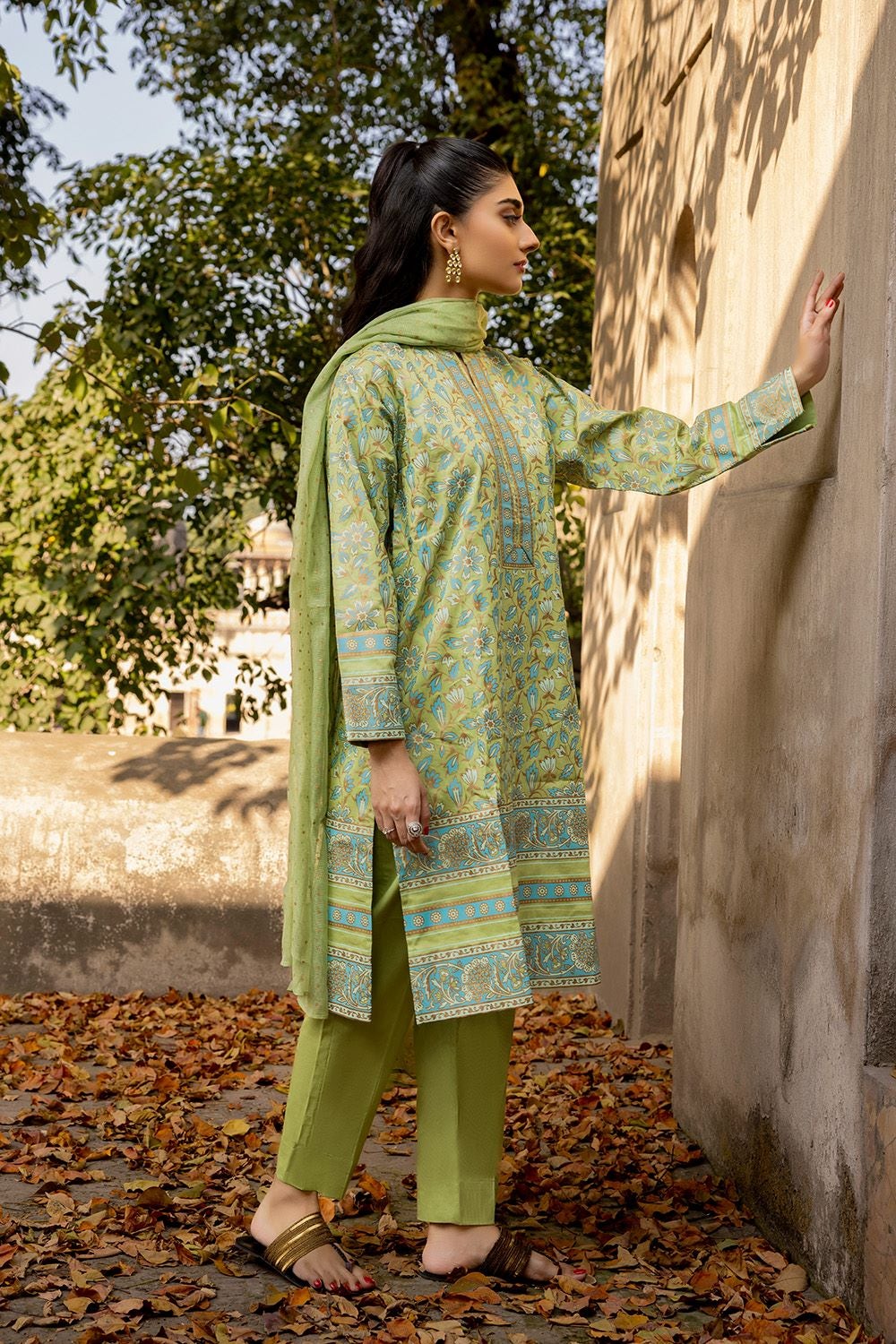 3 Piece Corduroy Block Printed Suit