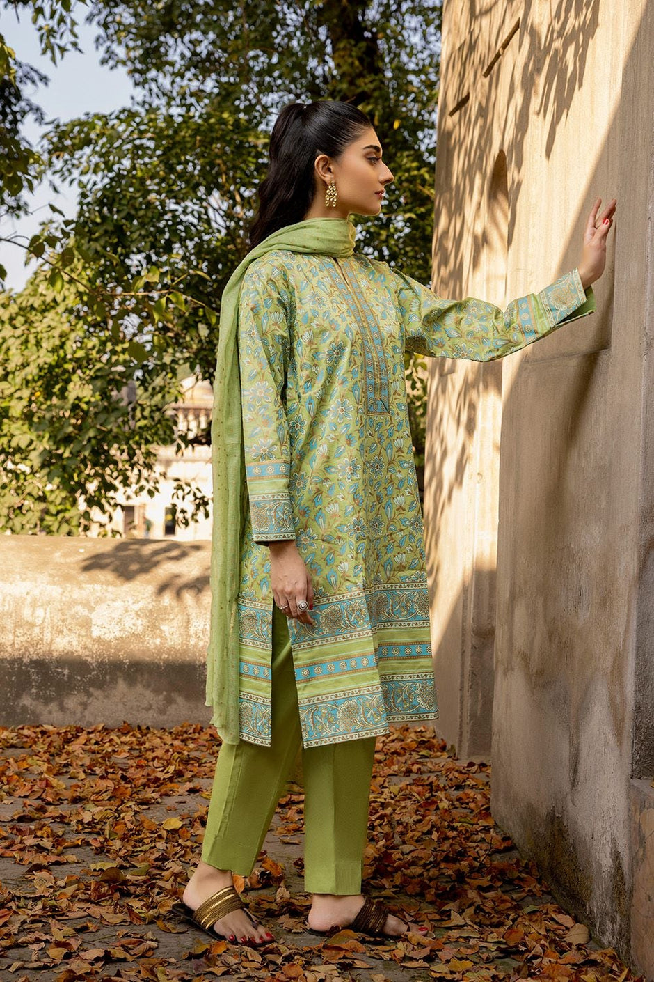 3 Piece Corduroy Block Printed Suit