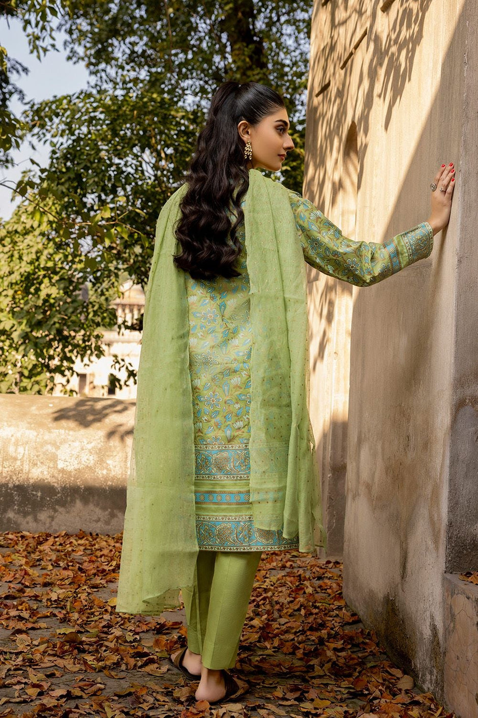 3 Piece Corduroy Block Printed Suit