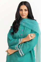 Tehwaar Lurax Dobby Dyed Embroidered Shirt And Trouser With Dupatta WGK-DBS-DE-2151