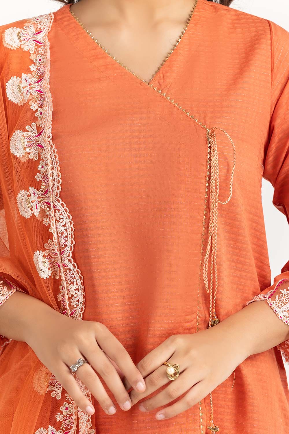 Tehwaar Lurax Dobby Dyed Embroidered Shirt And Trouser With Dupatta WGK-DBS-DE-2153