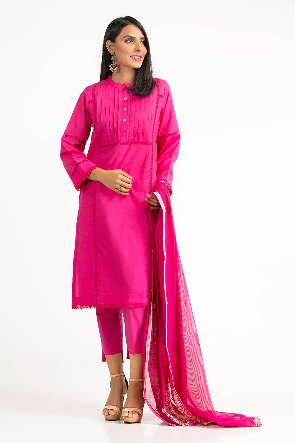 Dobby Dyed Shirt And Trouser With Embroidered Dupatta WGK-DBS-DE-2192