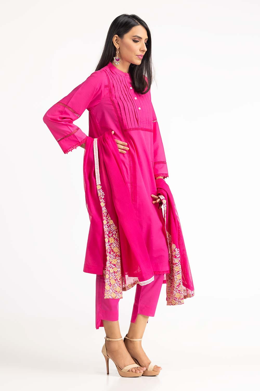 Dobby Dyed Shirt And Trouser With Embroidered Dupatta WGK-DBS-DE-2192
