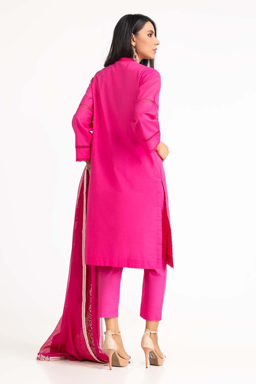 Dobby Dyed Shirt And Trouser With Embroidered Dupatta WGK-DBS-DE-2192