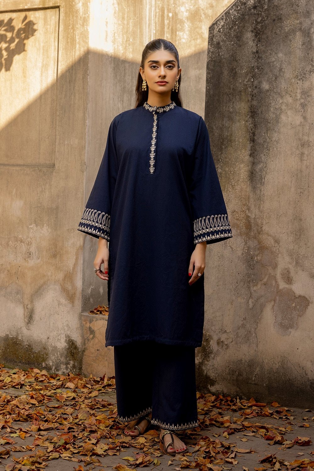 Danedar Embroidered Shirt And Dyed  Trouser
