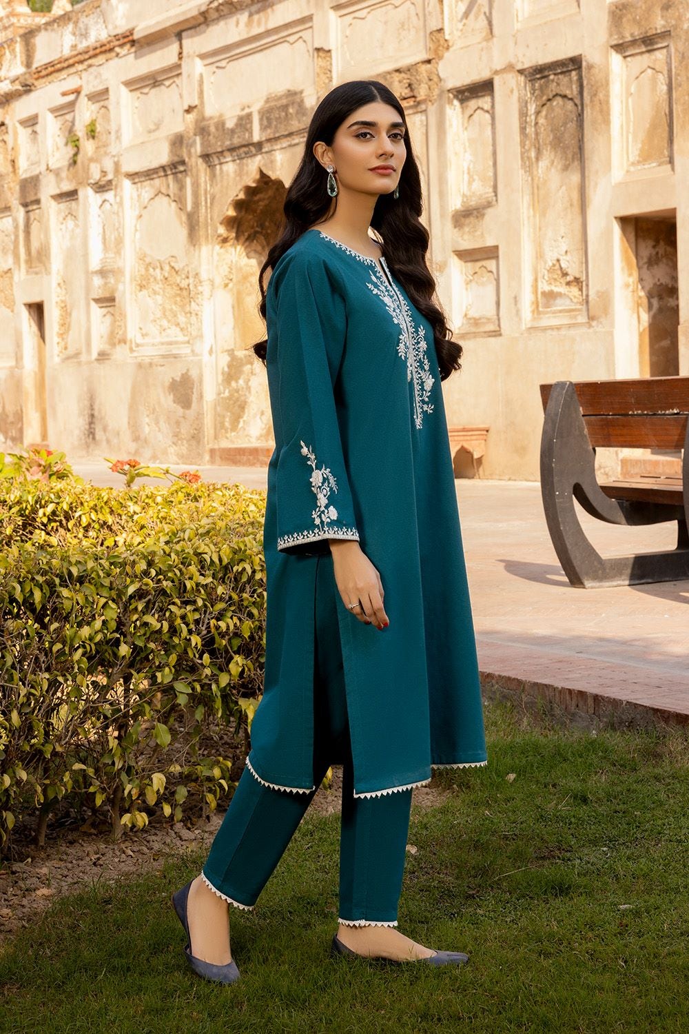 Danedar Embroidered Shirt And Dyed  Trouser