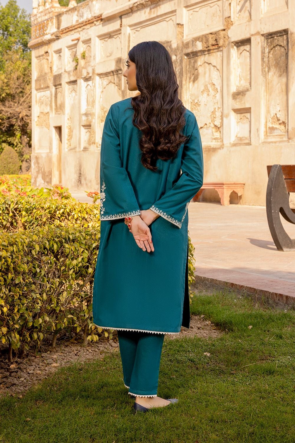 Danedar Embroidered Shirt And Dyed  Trouser