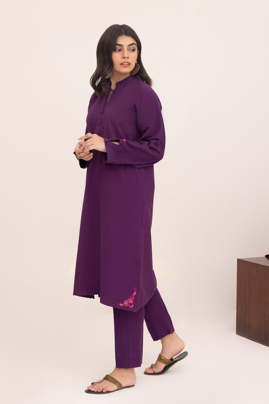 Ethnic Vibes Dyed Embroidered Shirt And Trouser