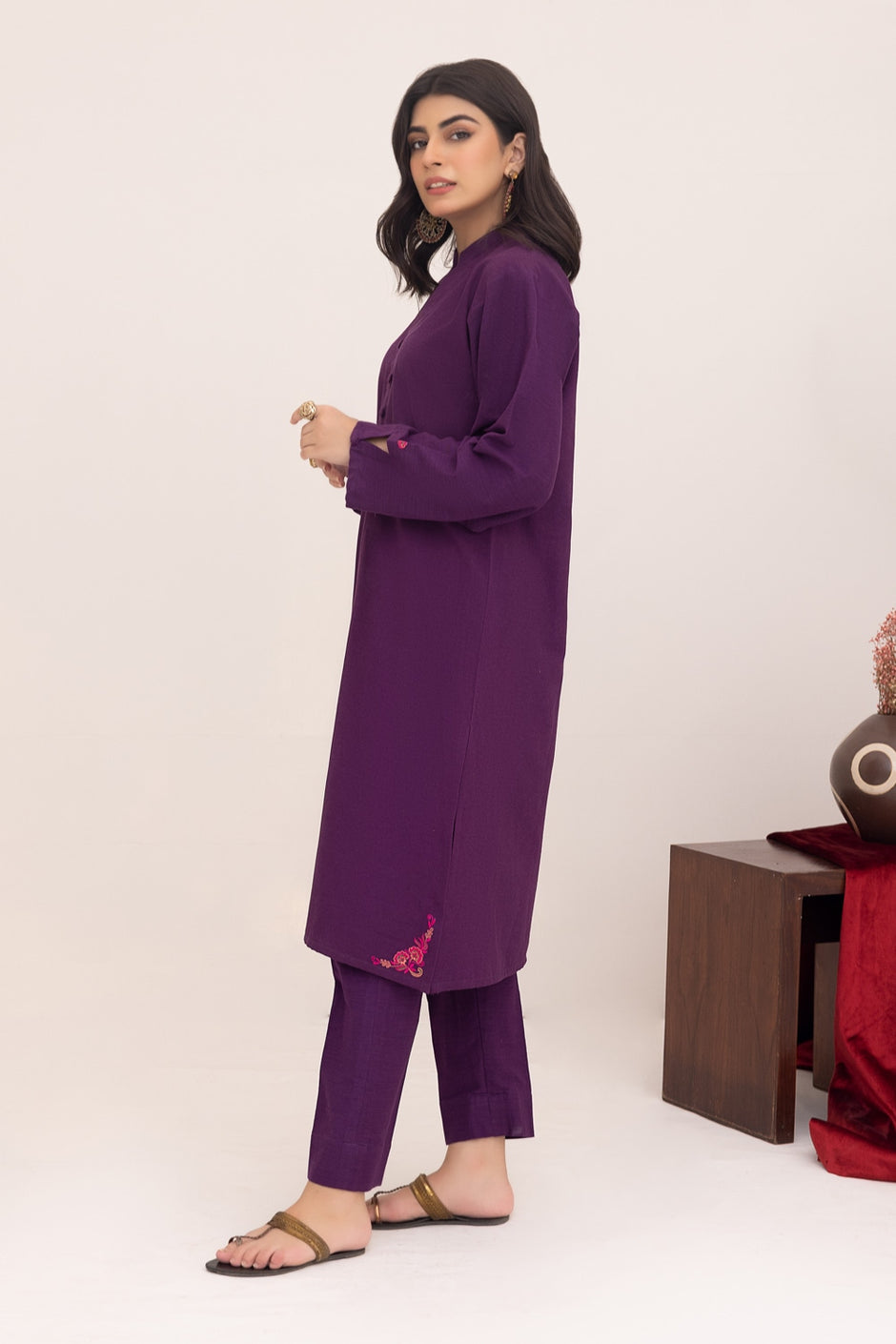 Ethnic Vibes Dyed Embroidered Shirt And Trouser