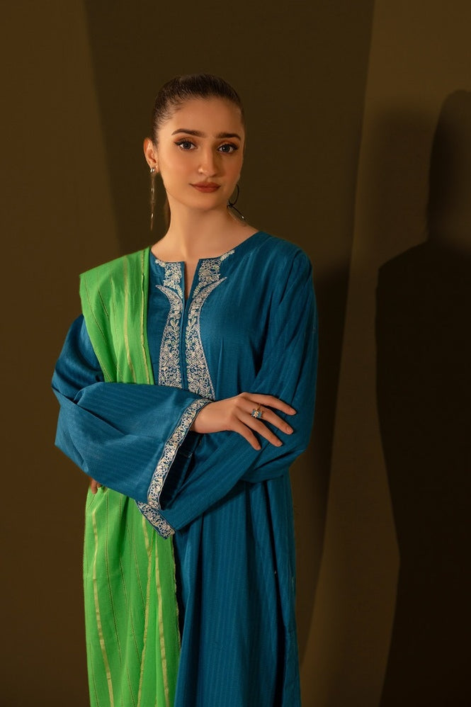 Jacquard Embroidered Shirt And Dupatta
