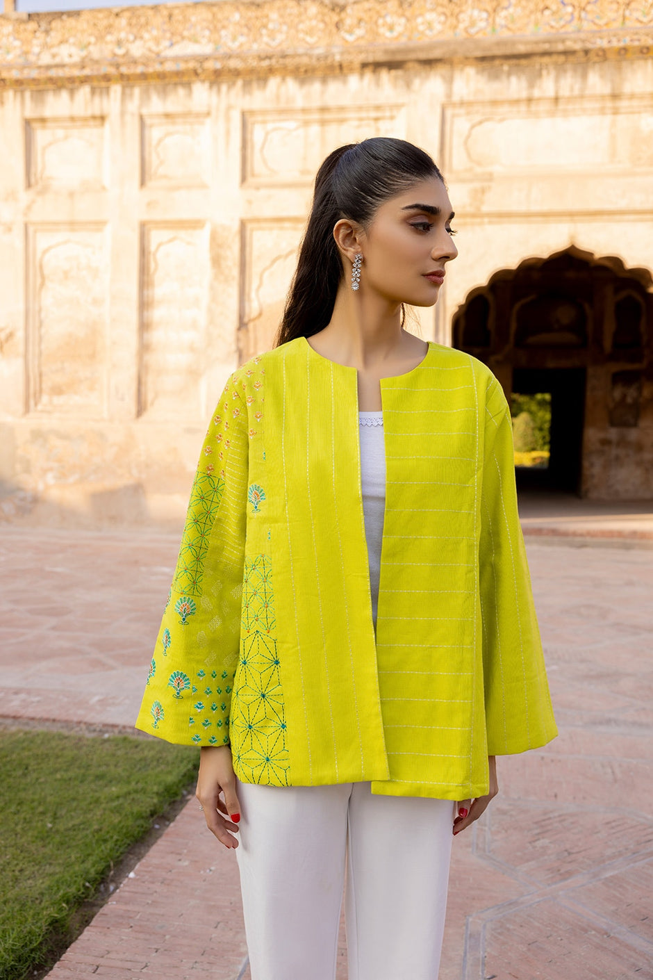 Khaddar Embroidered Crop Jacket