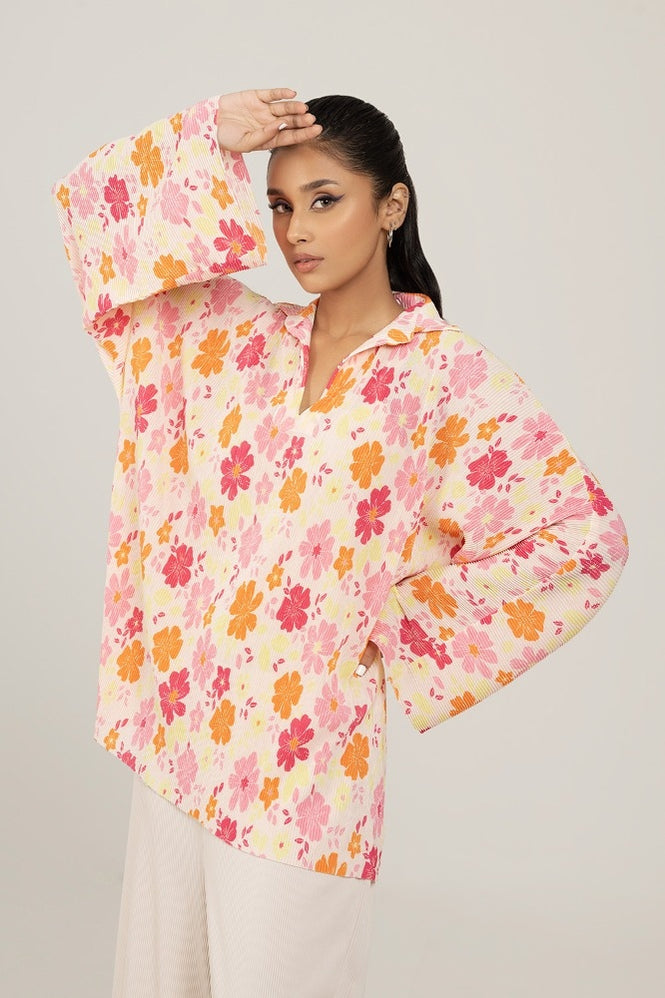Knitted Blended Print Shirt