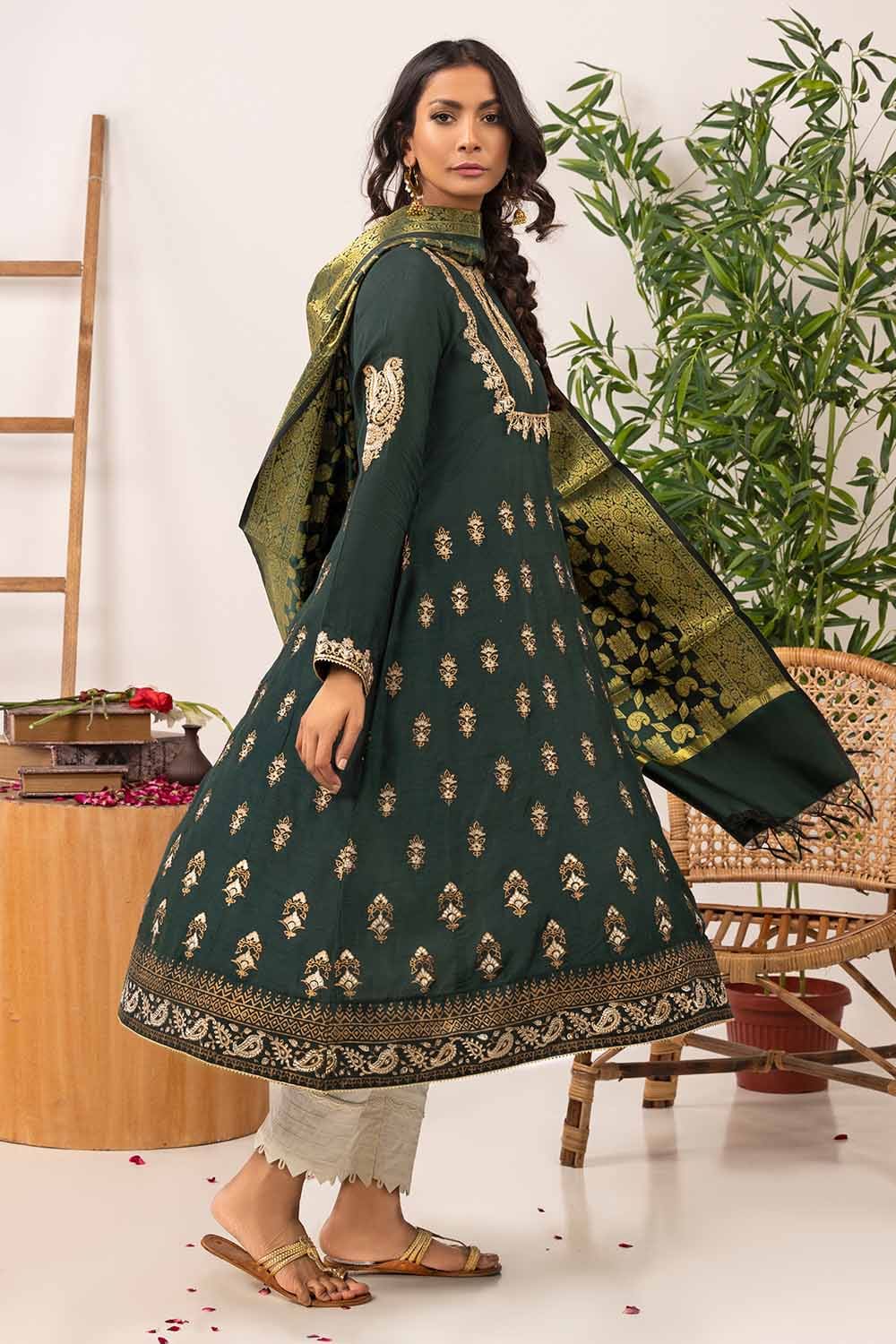 Zartaar Raw Silk Dyed Embroidered Shirt And Dupatta WGK-RSS-DE-1381