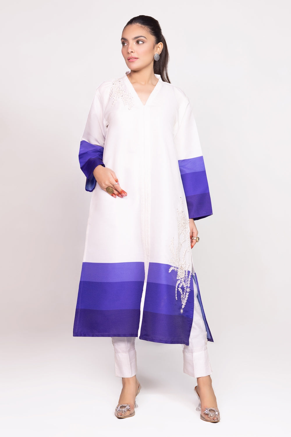 Needle Craft raw-silk Printed Embroidered Shirt WGK-RSS-PE-2087