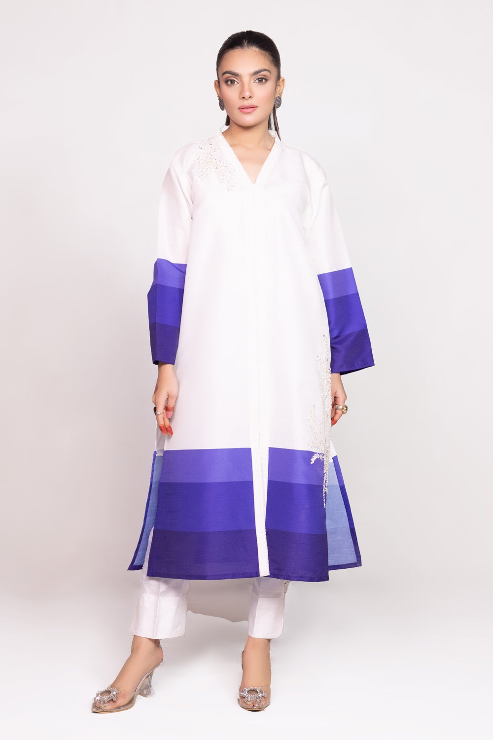 Needle Craft raw-silk Printed Embroidered Shirt WGK-RSS-PE-2087