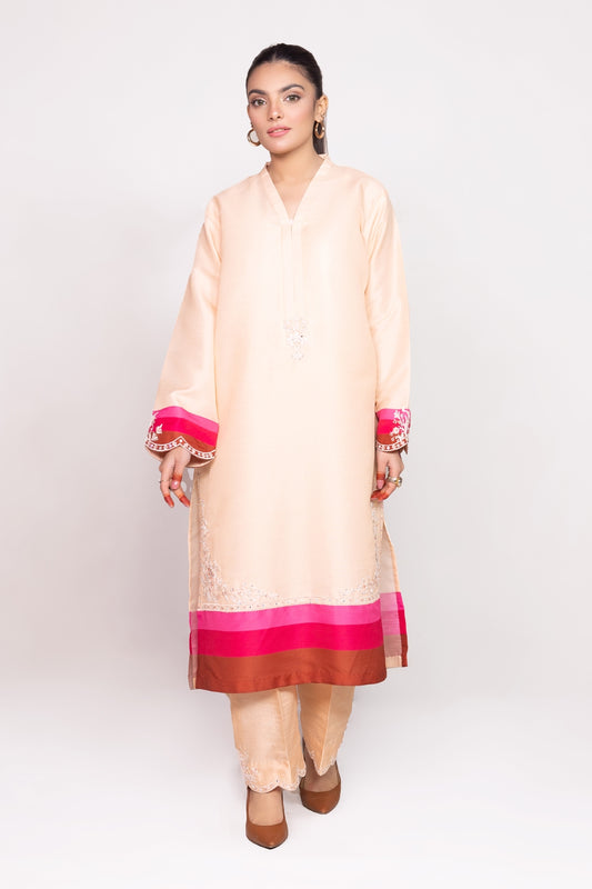 Needle Craft raw-silk Printed Embroidered Shirt WGK-RSS-PE-2088