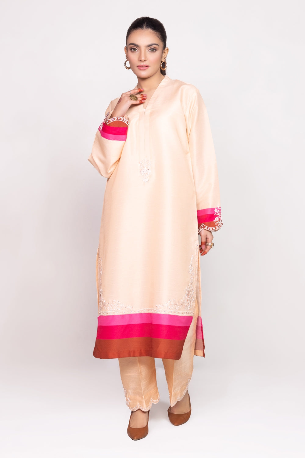 Needle Craft raw-silk Printed Embroidered Shirt WGK-RSS-PE-2088