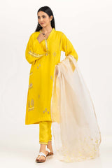 Needle Craft raw-silk Embroidered Shirt And Trouser With Dupatta WGK-RSW-PE-1796