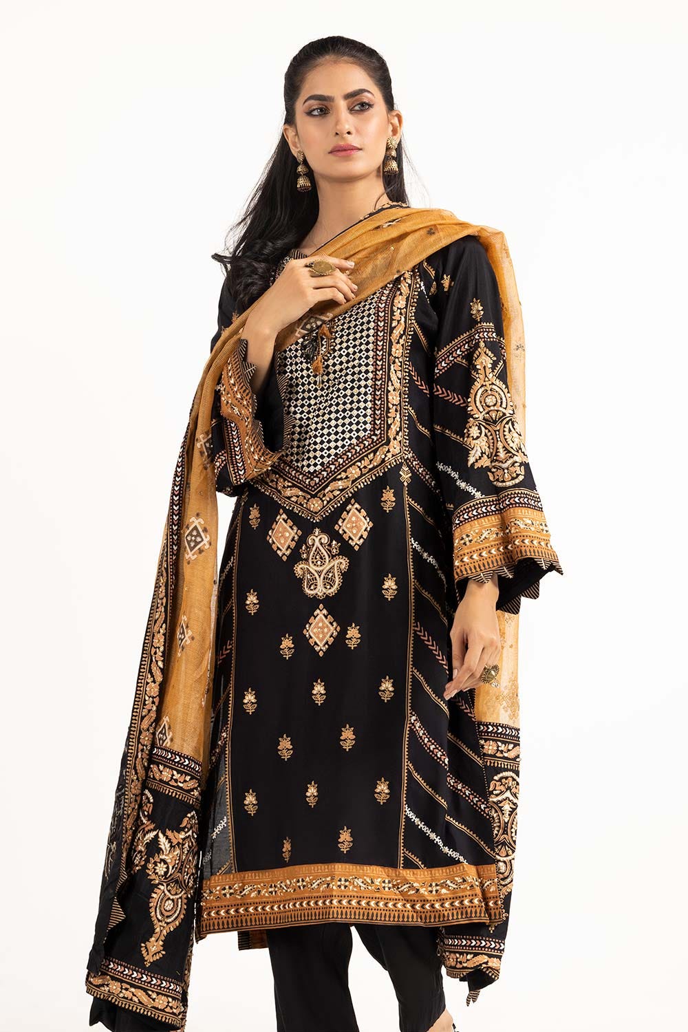 Tehwaar Raw Silk Block Printed Shirt And Trouser With Block Printed Dupatta WGK-RSW-SP-1987s